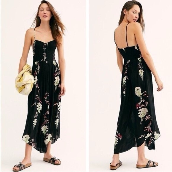 FREE PEOPLE 🖤 ‘Beau’ Floral Print Smocked Maxi Dress - Picture 9 of 16
